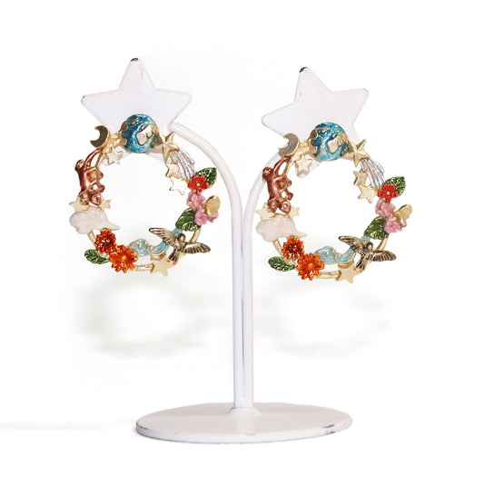 【CP送料込】【今だけ旧価格・ラス1!】「円環世界 / ピアス / Palnart Poc」天体と地上の動植物のピアス / ムーン / スター / 鳥と花【残り僅か!】