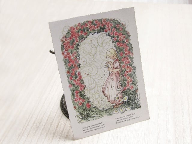 ヴィンテージ雑貨*ドイツ製ポストカード*薔薇のおとぎ話