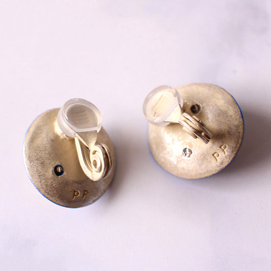 【生産終了】「シチリアレモンイヤリング / Palnart Poc」青いお皿に乗ったレモンのイヤリング