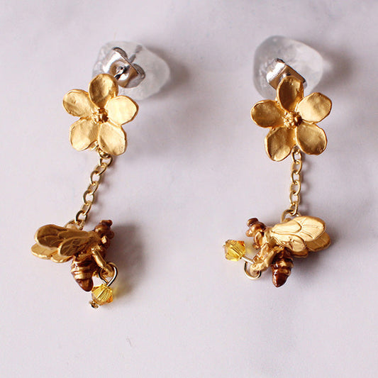 【CP送料込】【今だけ旧価格・ラス2!】「ミツバチピアス / Palnart Poc」揺れる蜂のロングピアス