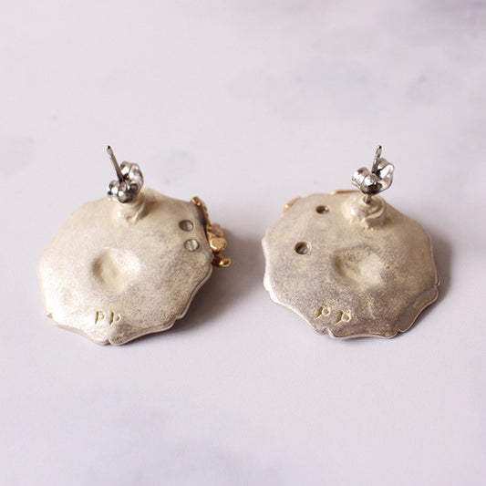 【ラス1!】【LPライト送料込】「牡丹蝶禽ピアス / Palnart Poc」(ぼたんちょうきん)野鳥と牡丹の花のピアス【生産終了・在庫限り】