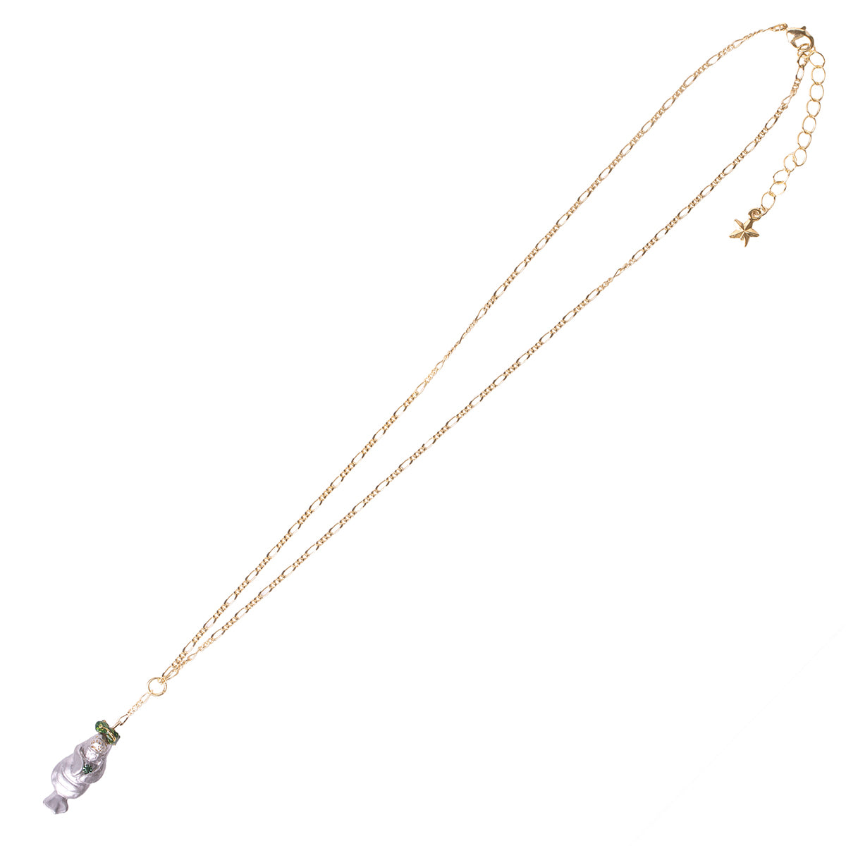 【CP送料込】「 水族館暮らし / ネックレス / Palnart Poc」野菜の冠を被ったマナティーのペンダントネックレス / グリーンのビジュー【残り僅か!】