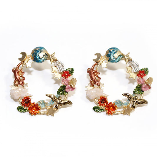 【CP送料込】【今だけ旧価格・ラス1!】「円環世界 / ピアス / Palnart Poc」天体と地上の動植物のピアス / ムーン / スター / 鳥と花【残り僅か!】