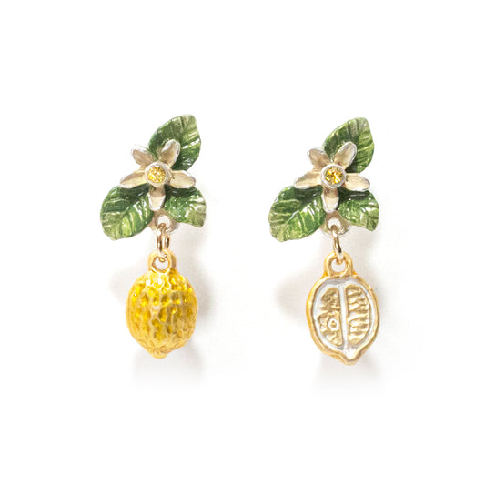 「レモンピアス / Palnart Poc」レモンの花と実 / 揺れる＊イエロー×グリーン【CP送料込】