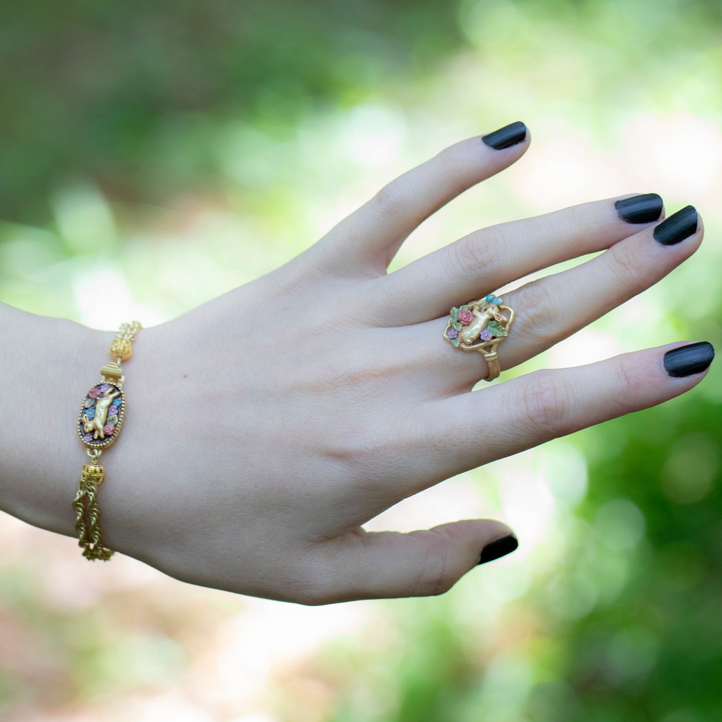 【CP送料込】【ラス1!】「シークレットガーデン / ブレスレット / Palnart Poc」ウサギと花のチェーンブレスレット【生産終了・在庫限り】