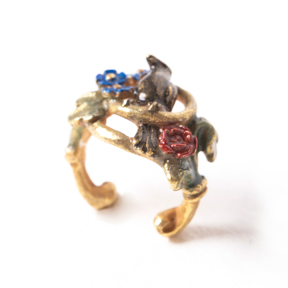 【CP送料込】【今だけ旧価格・ラス1!】「イヤーカフ(片耳) / ロマネスク / Palnart Poc」花とカラス / イヤリング / イヤークリップ