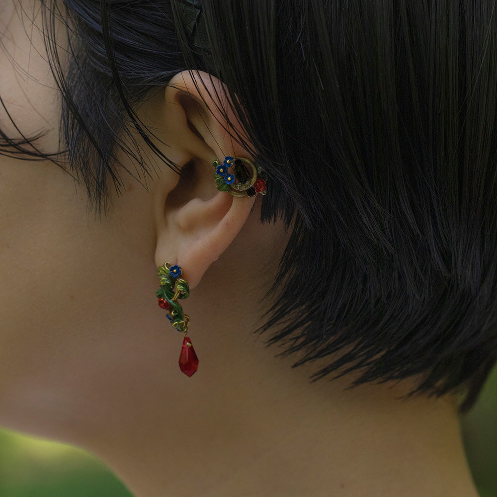 【CP送料込】【今だけ旧価格・ラス1!】「イヤーカフ(片耳) / ロマネスク / Palnart Poc」花とカラス / イヤリング / イヤークリップ